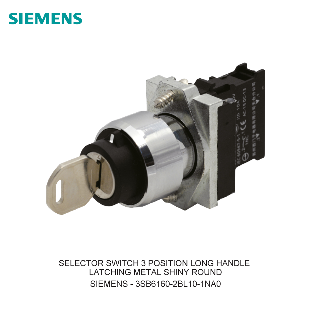 SELECTOR SWITCH 3 POSITION LONG HANDLE LATCHING METAL SHINY ROUND