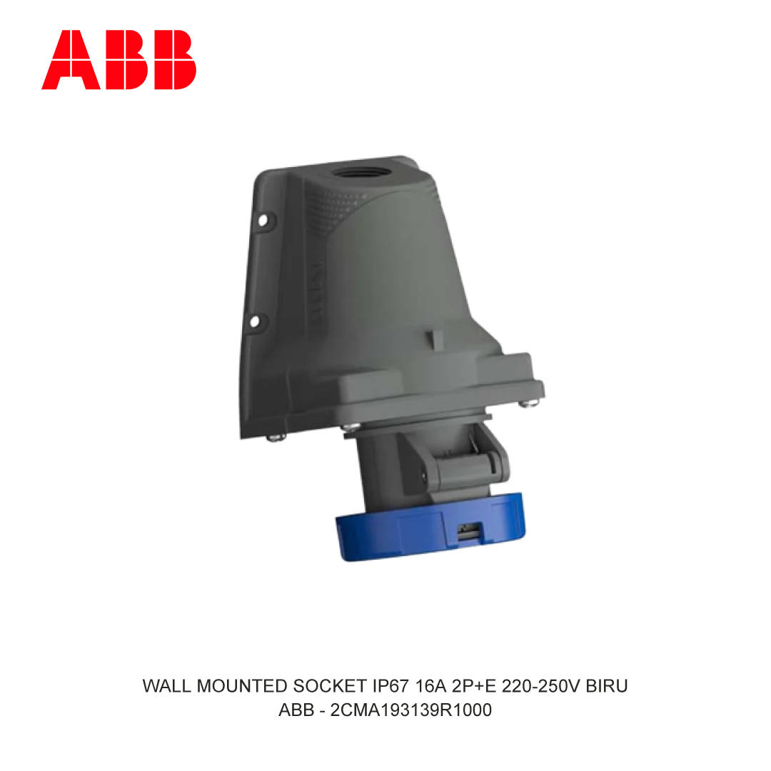 WALL MOUNTED SOCKET IP67 16A 2P+E 220-250V BLUE