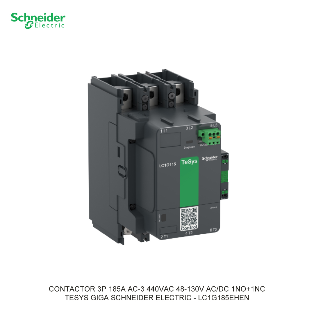 CONTACTOR 3P 185A AC-3 440VAC 48-130V AC/DC 1NO+1NC