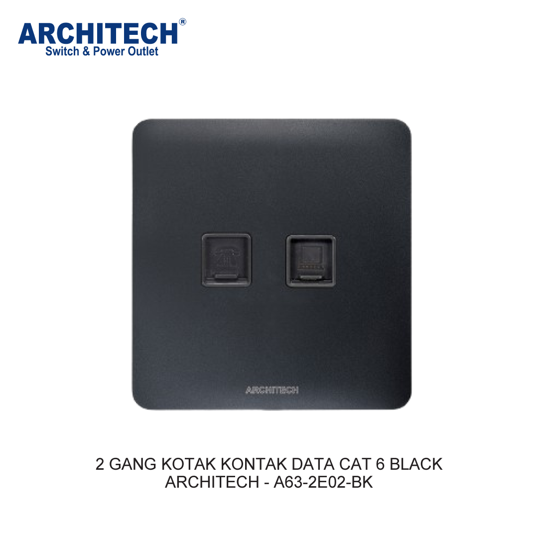 2 GANG KOTAK KONTAK DATA CAT 6 BLACK