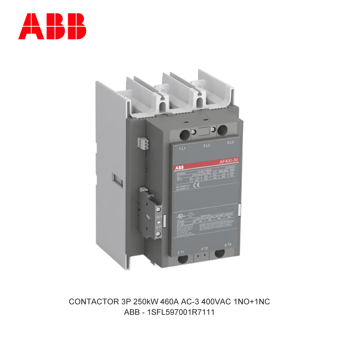 CONTACTOR 3P 250kW 460A AC-3 250-500V AC/DC 400V COIL 1NO+1NC