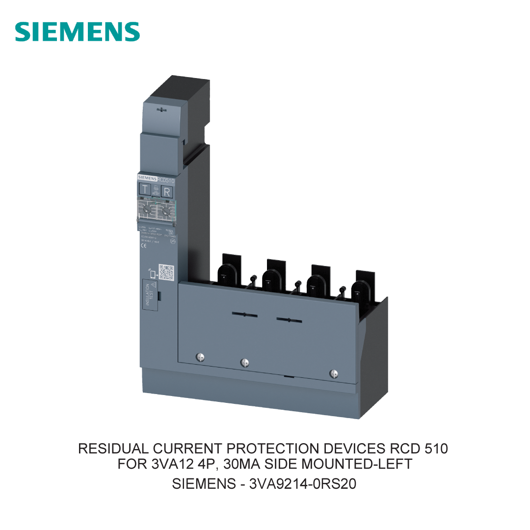 RESIDUAL CURRENT PROTECTION DEVICES RCD 510 FOR 3VA12 4P, 30MA SIDE MOUNTED-LEFT