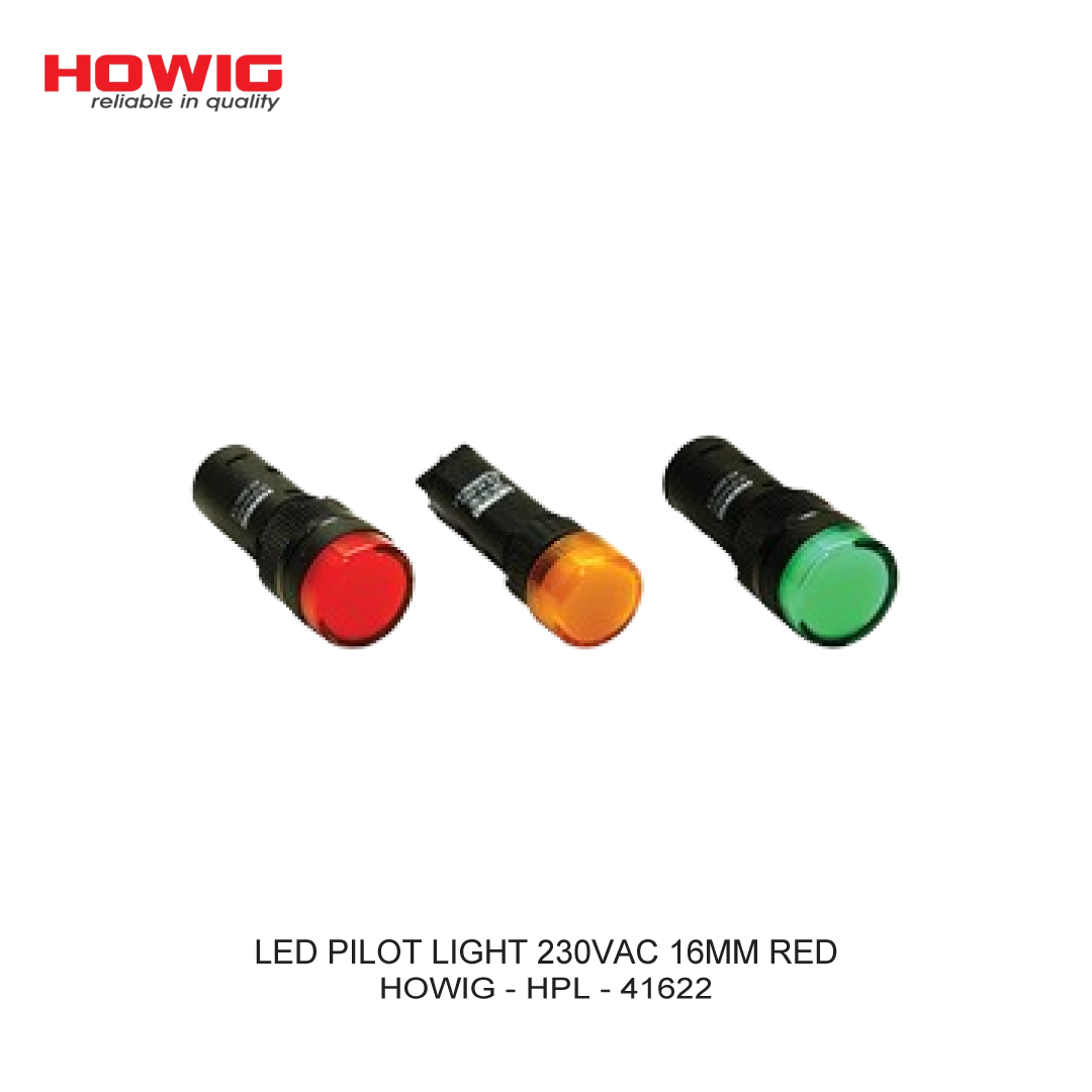 LED PILOT LIGHT 230VAC 16MM RED
