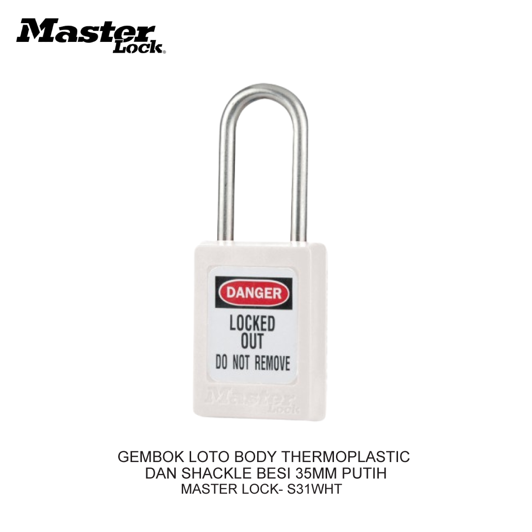 GEMBOK LOTO BODY THERMOPLASTIC AND SHACKLE BESI 35MM WHITE