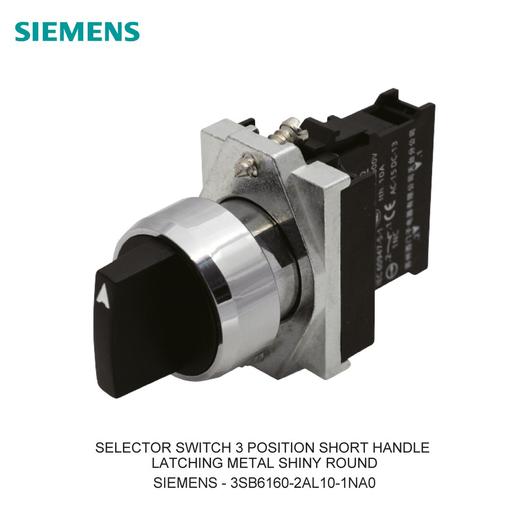 SELECTOR SWITCH 3 POSITION SHORT HANDLE LATCHING METAL SHINY ROUND