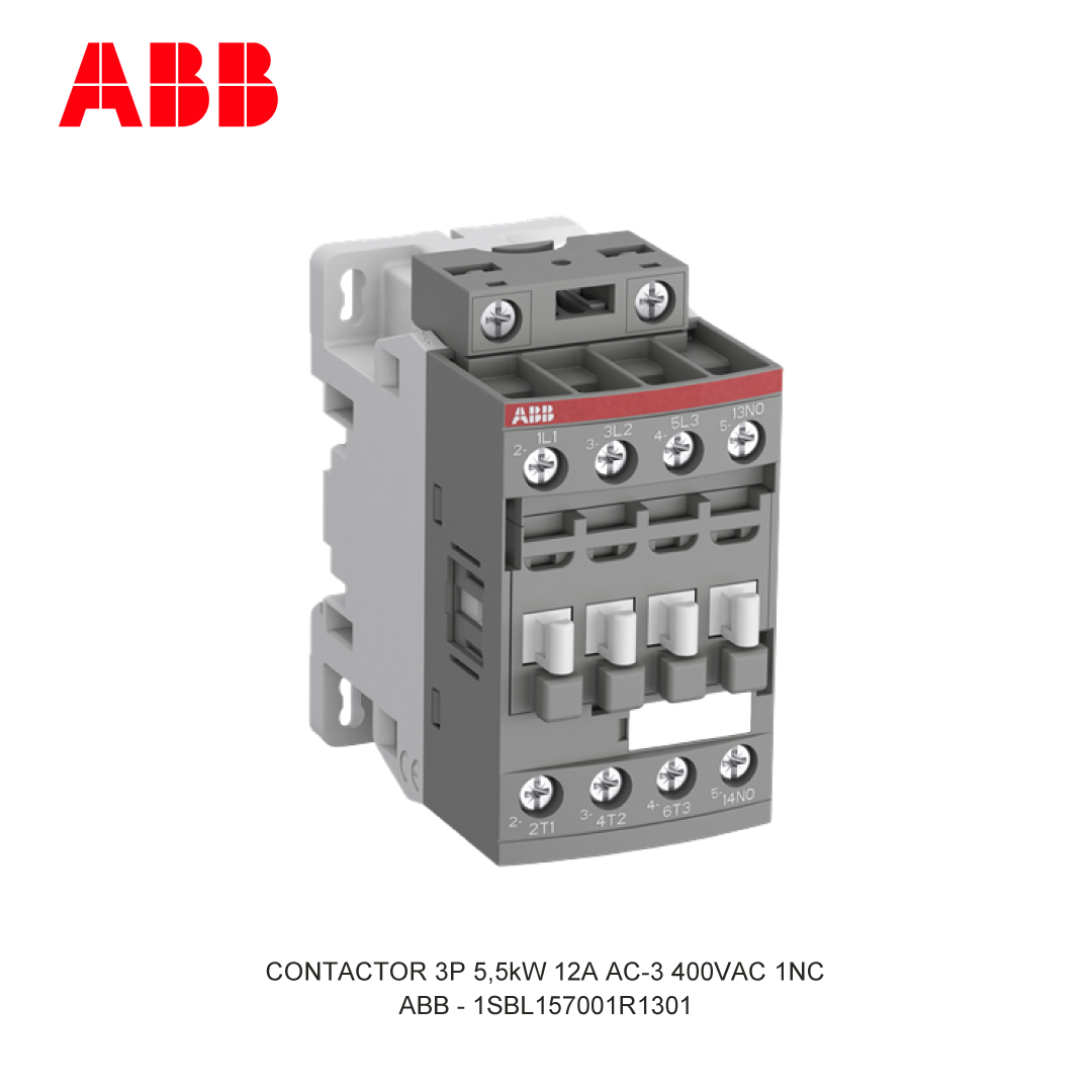 CONTACTOR 3P 5.5kW 12A AC-3 100-250V AC/DC 400V COIL 1NC