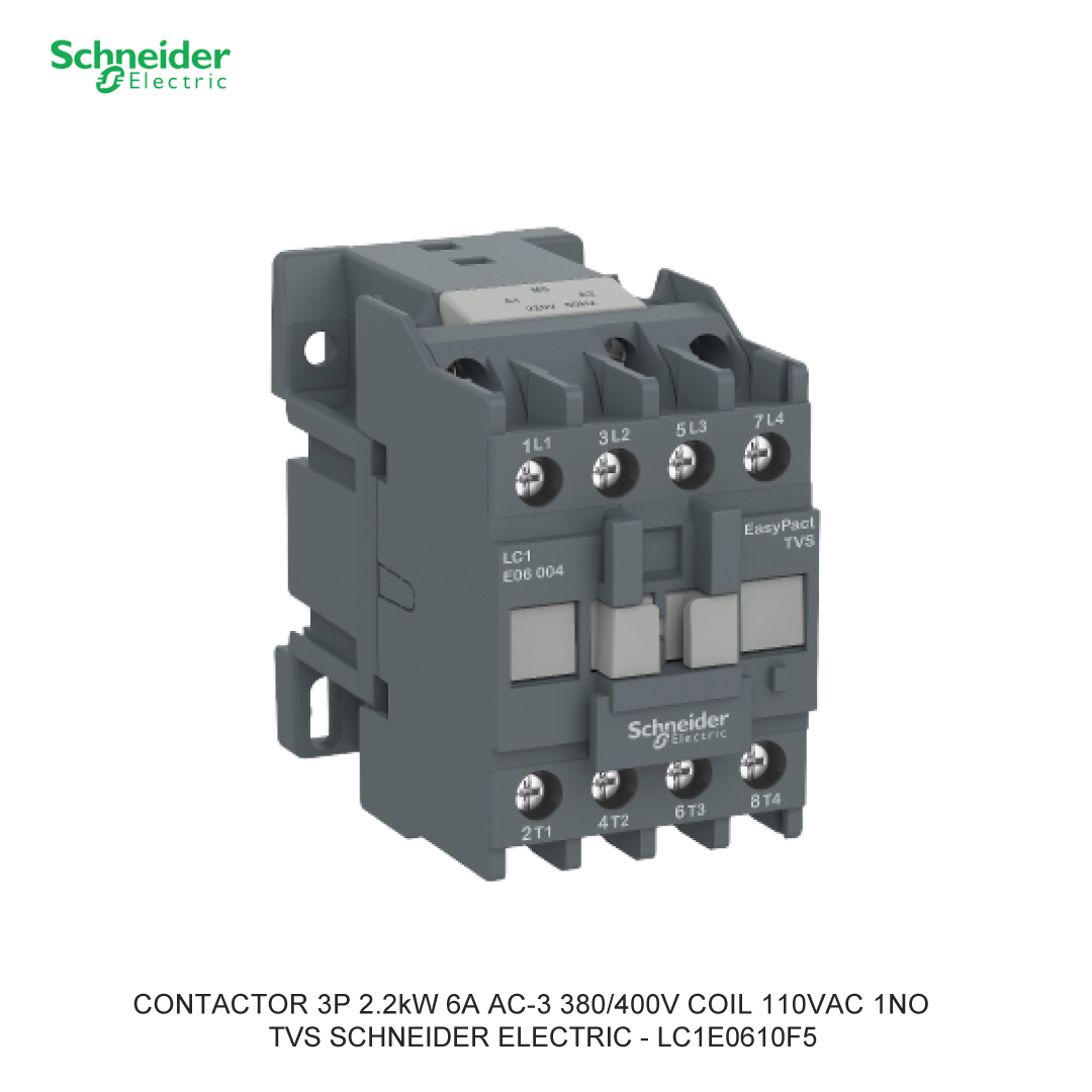 CONTACTOR 3P 2.2kW 6A AC-3 380/400V COIL 110VAC 1NO