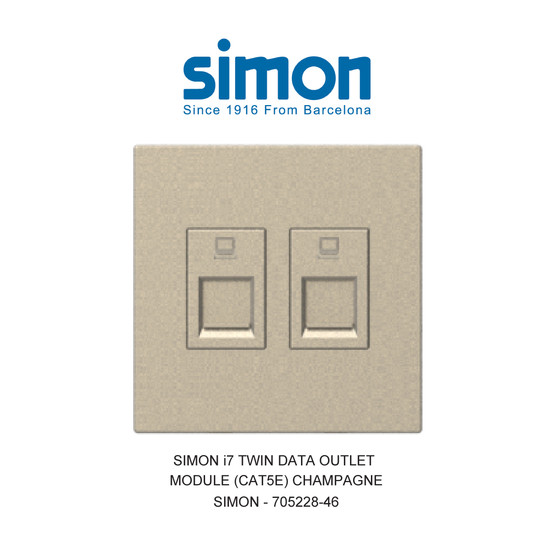 SIMON i7 TWIN DATA OUTLET MODULE (CAT5E) CHAMPAGNE