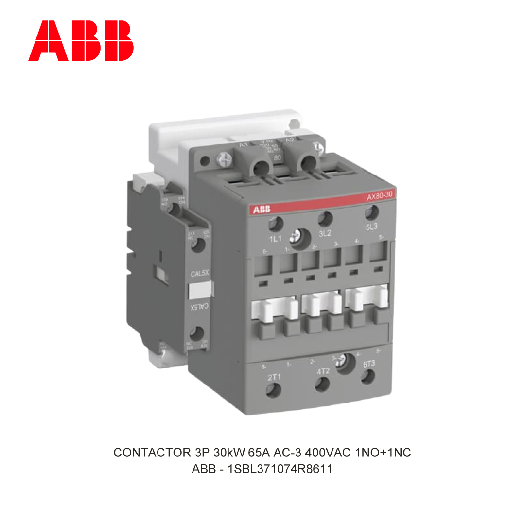 CONTACTOR 3P 30kW 65A AC-3 400-415V COIL 400VAC 1NO+1NC