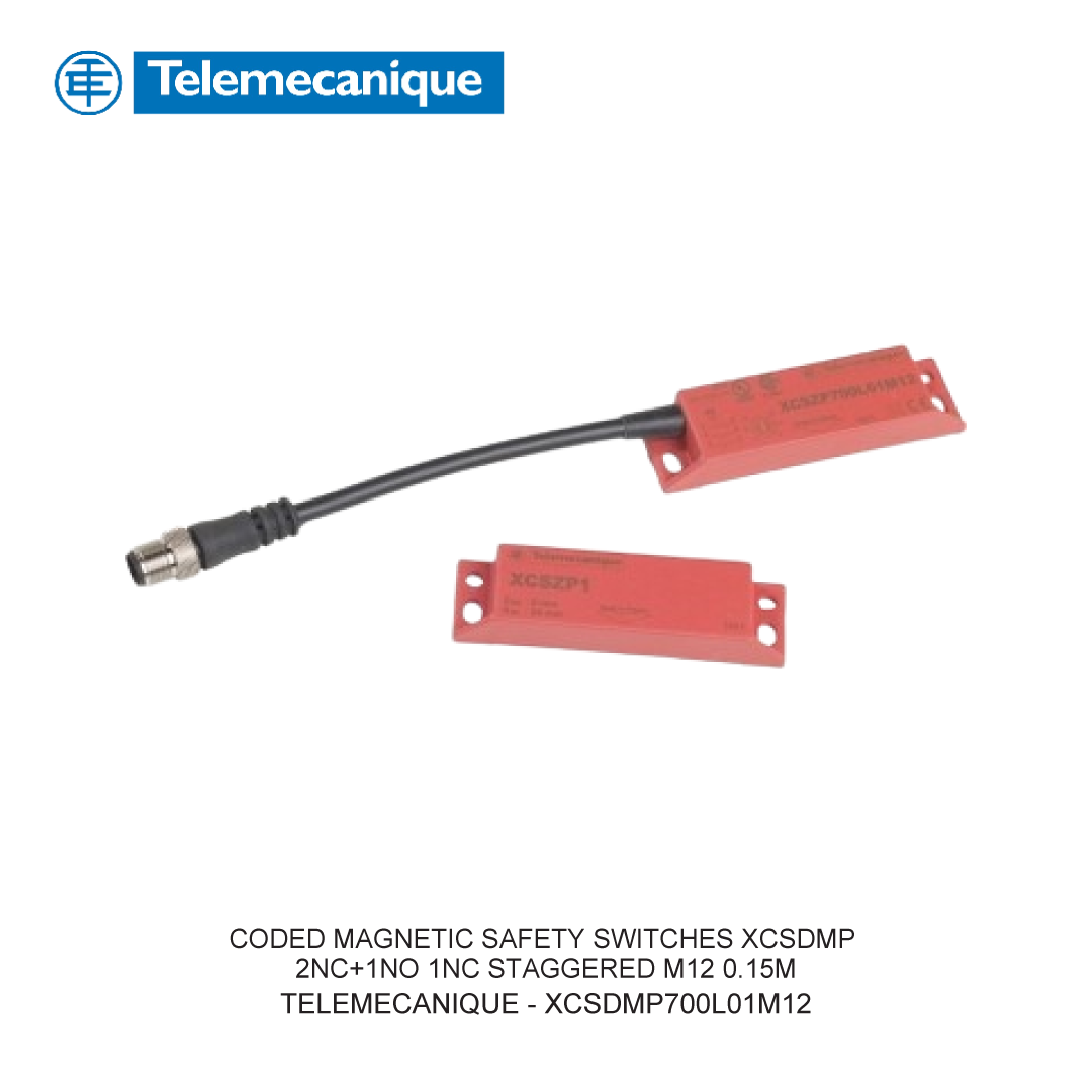 CODED MAGNETIC SAFETY SWITCHES XCSDMP 2NC+1NO 1NC STAGGERED M12 0.15M