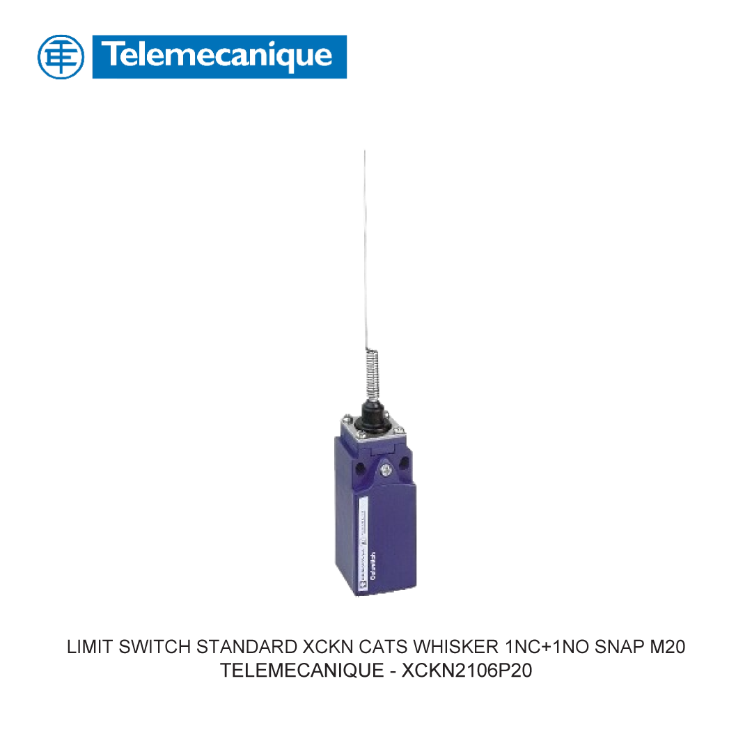 LIMIT SWITCH STANDARD XCKN CATS WHISKER 1NC+1NO SNAP M20