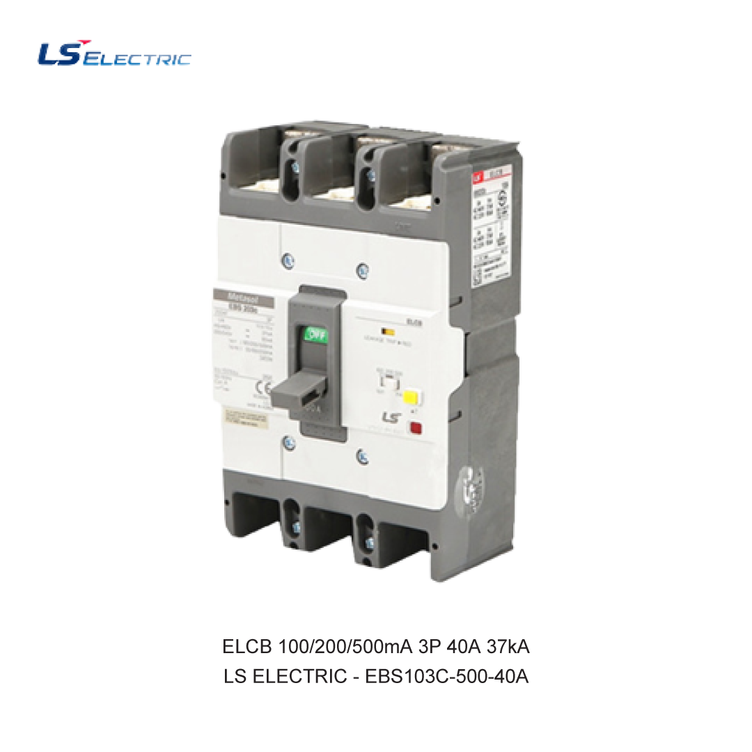 ELCB 100/200/500mA 3P 40A 37kA