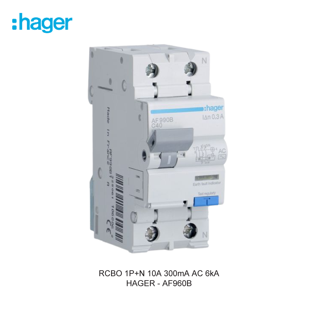 RCBO 1P+N 10A 300mA AC 6kA
