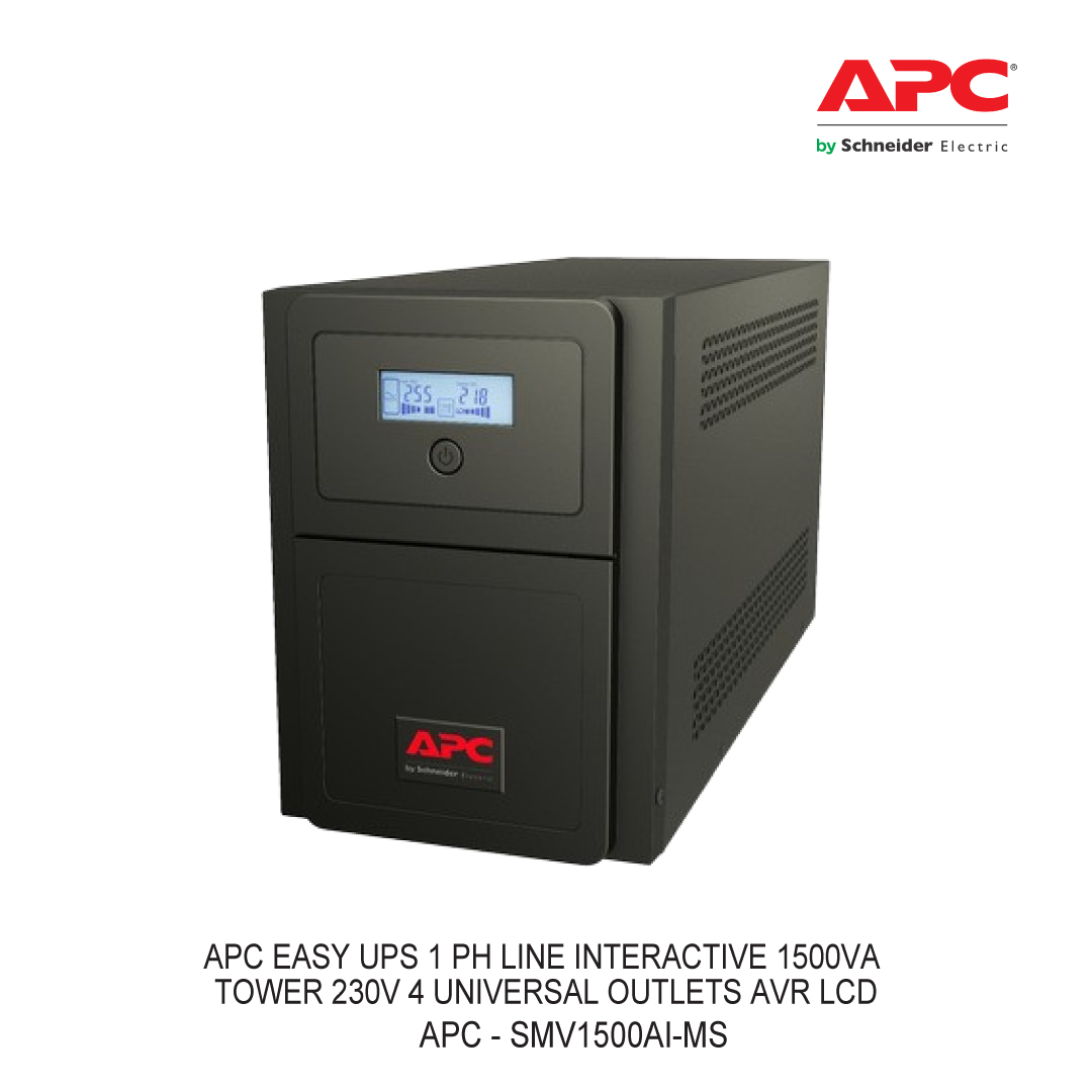 APC EASY UPS 1 PH LINE INTERACTIVE 1500VA TOWER 230V 4 UNIVERSAL OUTLETS AVR LCD